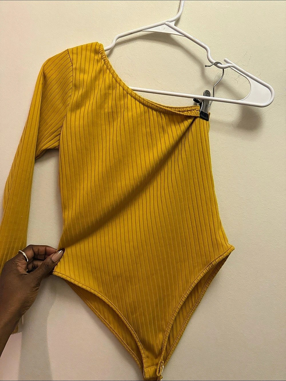 Yellow Ribbed Long Sleeve Bodysuit